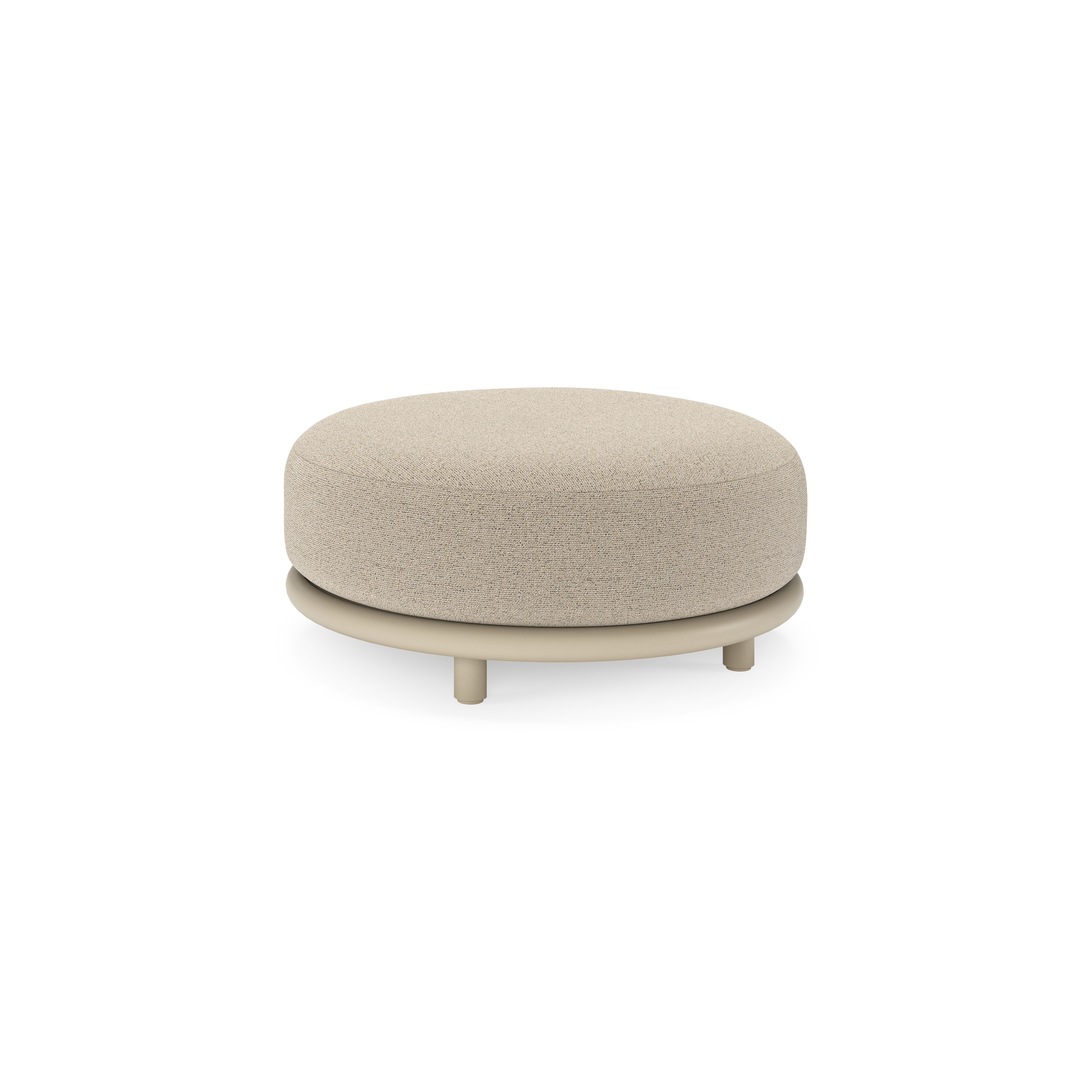Lomano poef in beige aluminium en beige verticaal geweven luxe vlakke rope met Marbella Beige all weather cosytica