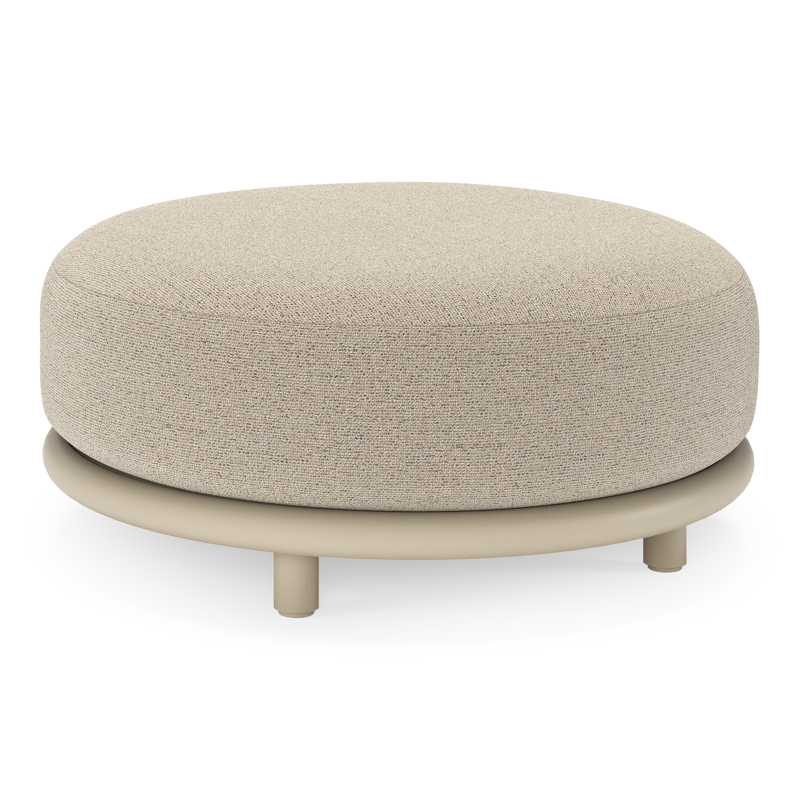 Lomano poef in beige aluminium en beige verticaal geweven luxe vlakke rope met Marbella Beige all weather cosytica