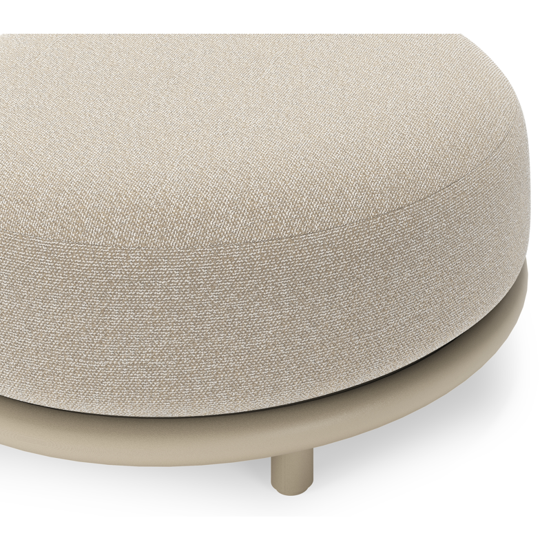 Lomano poef in beige aluminium en beige verticaal geweven luxe vlakke rope met Marbella Ecru all weather cosytica
