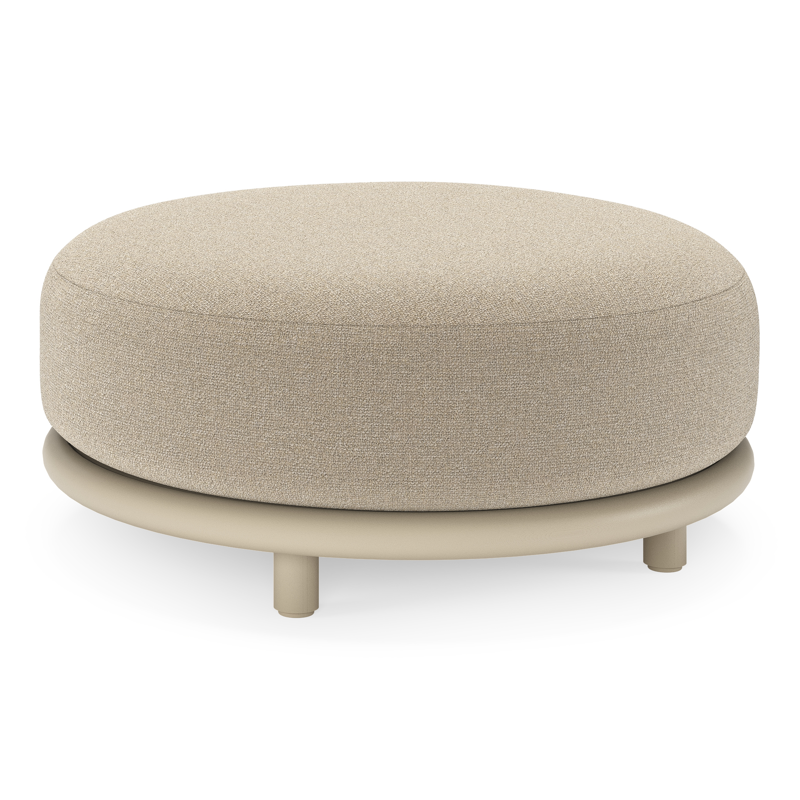 Lomano poef in beige aluminium en beige verticaal geweven luxe vlakke rope met Marbella Sand all weather cosytica