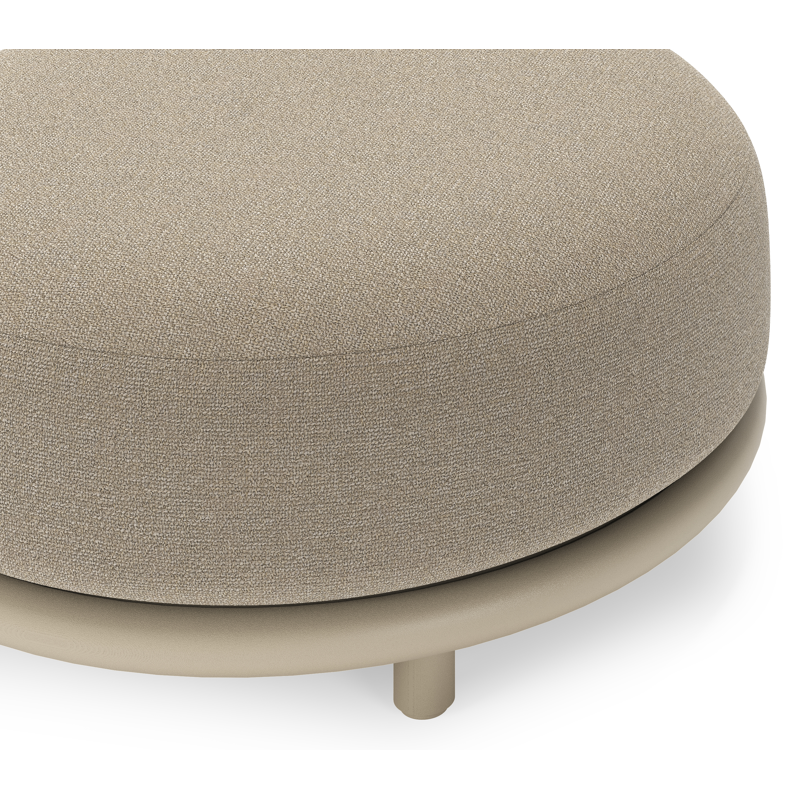 Lomano poef in beige aluminium en beige verticaal geweven luxe vlakke rope met Marbella Sand all weather cosytica