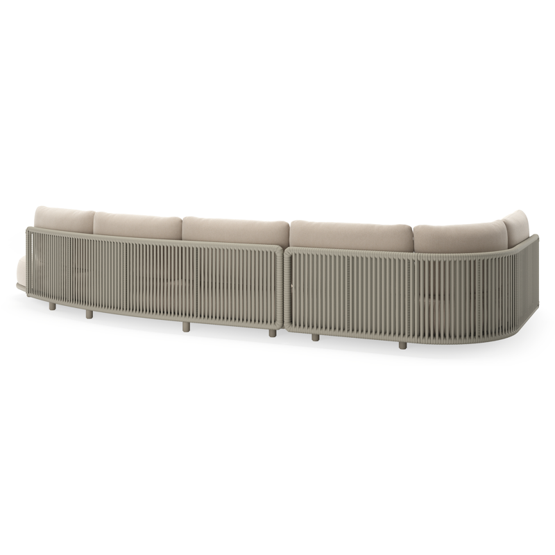 Salon de jardin d'angle Lomano en aluminium beige et corde luxe plate tissÃ©e verticalement beige et coussins en all weather sunbrellaÂ® luxe Lopi Antique