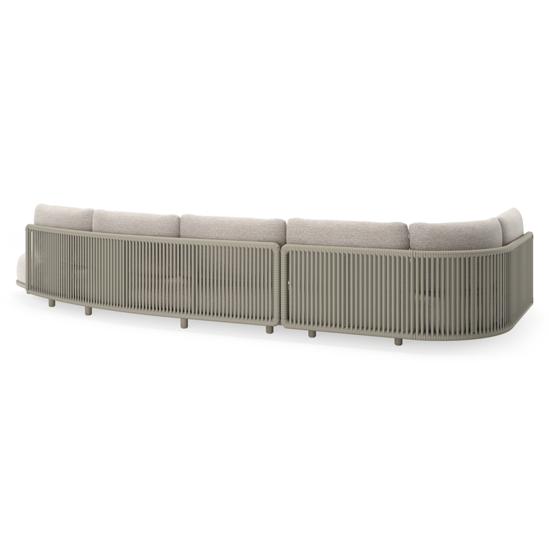 Salon de jardin d'angle Lomano en aluminium beige et corde luxe plate tissÃ©e verticalement beige et coussins en all weather sunbrellaÂ® luxe Tundra Sand