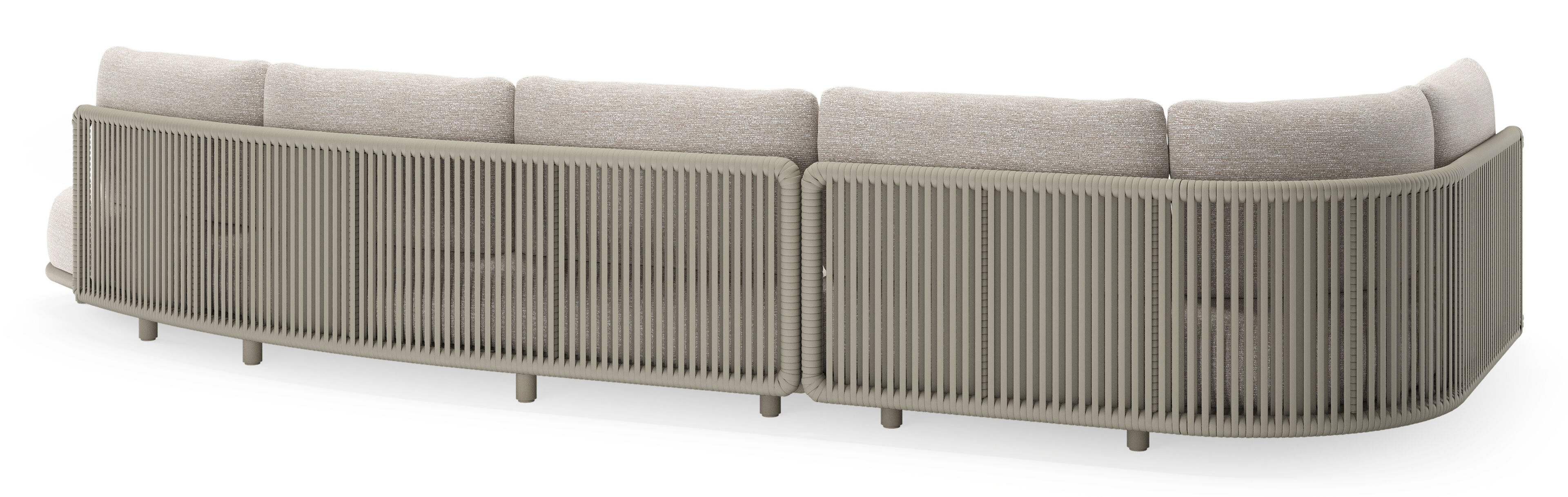 Lomano loungehoek in beige aluminium en beige verticaal geweven luxe vlakke rope met Tundra Sand all weather sunbrellaÂ® luxe