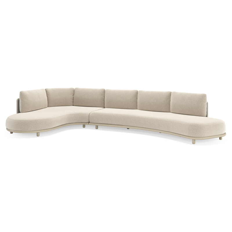 Salon de jardin d'angle Lomano en aluminium beige et corde luxe plate tissÃ©e verticalement beige et coussins en all weather cosytica Marbella Ecru