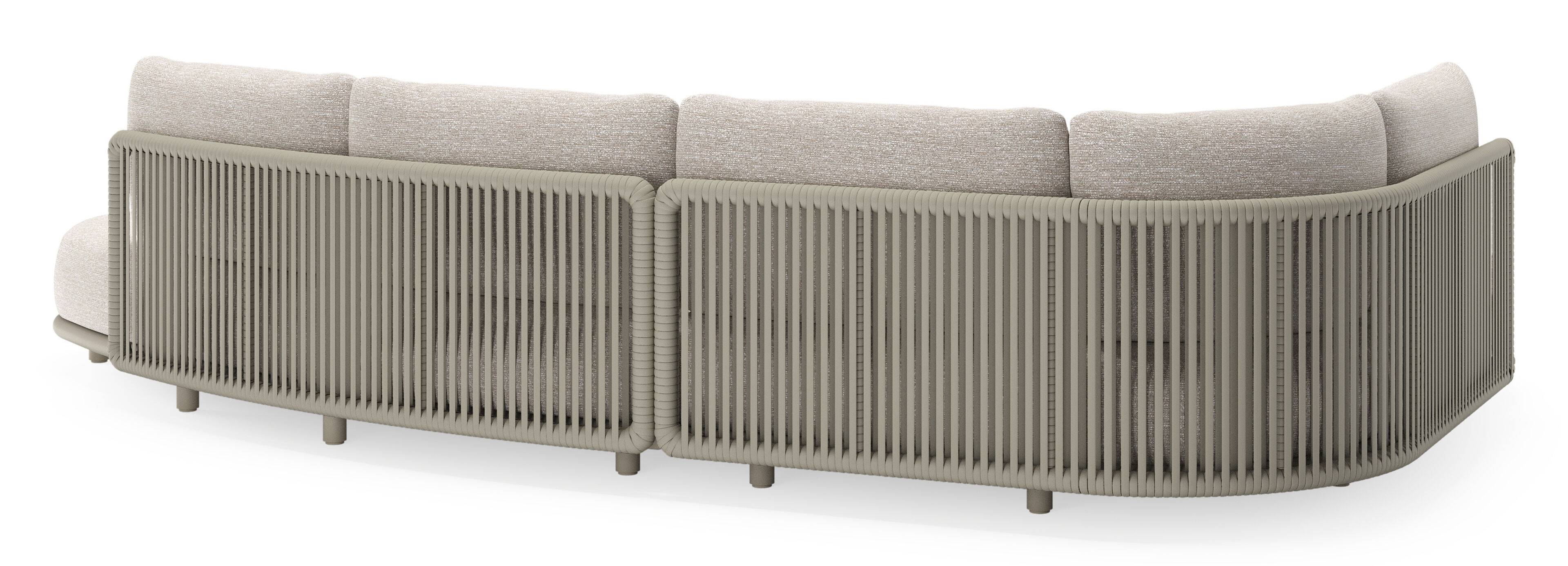 Lomano loungehoek in beige aluminium en beige verticaal geweven luxe vlakke rope met Tundra Sand all weather sunbrellaÂ® luxe