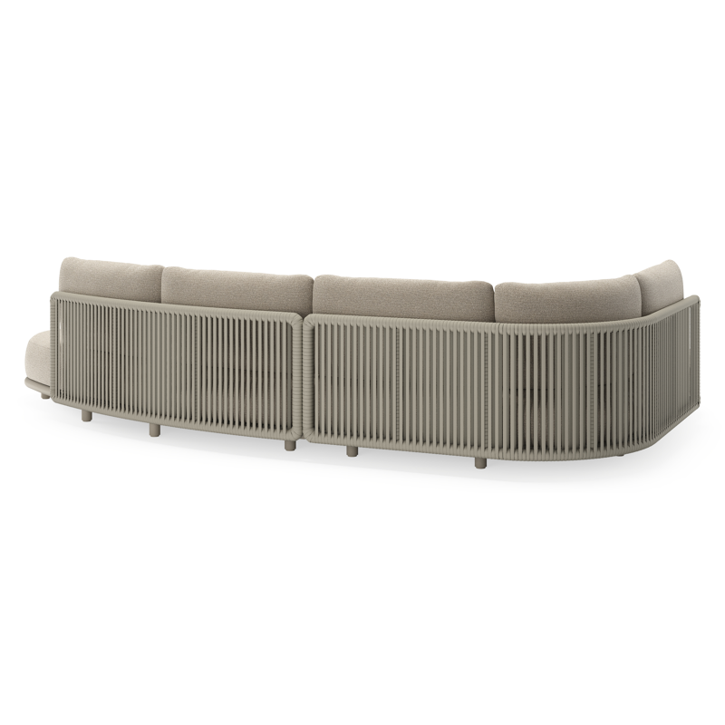 Lomano loungehoek in beige aluminium en beige verticaal geweven luxe vlakke rope met Catania Sand all weather cosytica