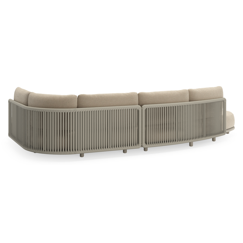 Lomano loungehoek in beige aluminium en beige verticaal geweven luxe vlakke rope met Althea Chalk all weather cosytica