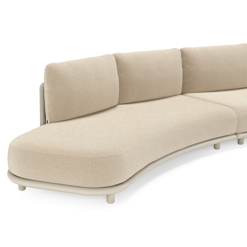 Lomano loungehoek in beige aluminium en beige verticaal geweven luxe vlakke rope met Althea Chalk all weather cosytica