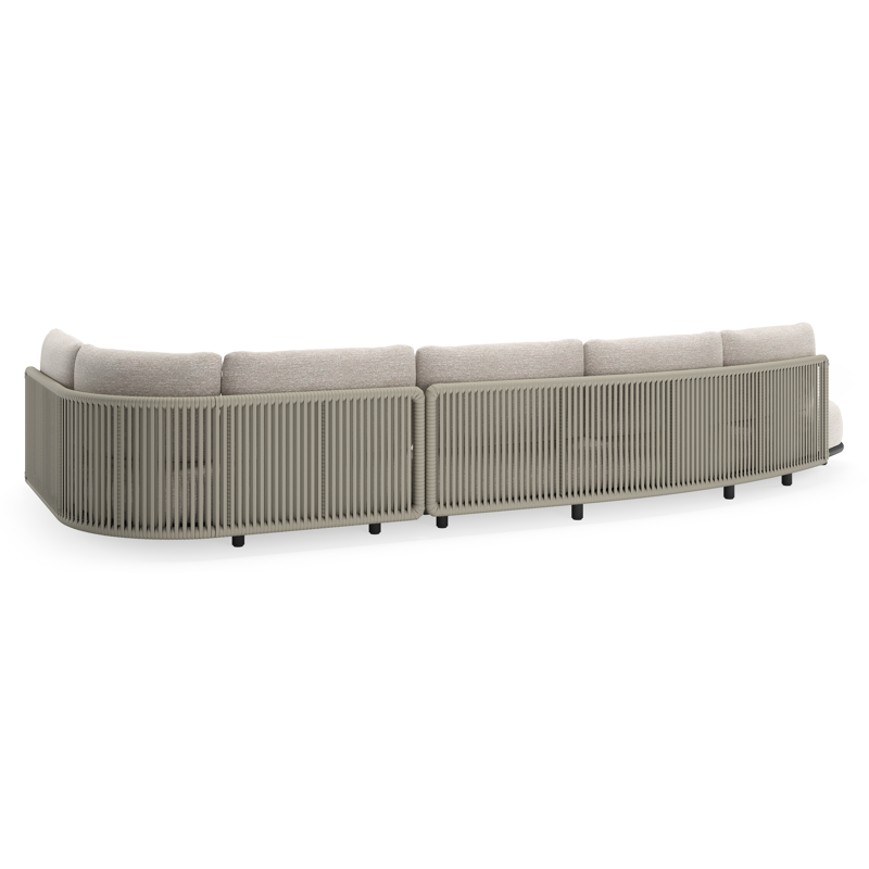 Lomano loungehoek in zwart aluminium en beige verticaal geweven luxe vlakke rope met Tundra Sand all weather sunbrella® luxe