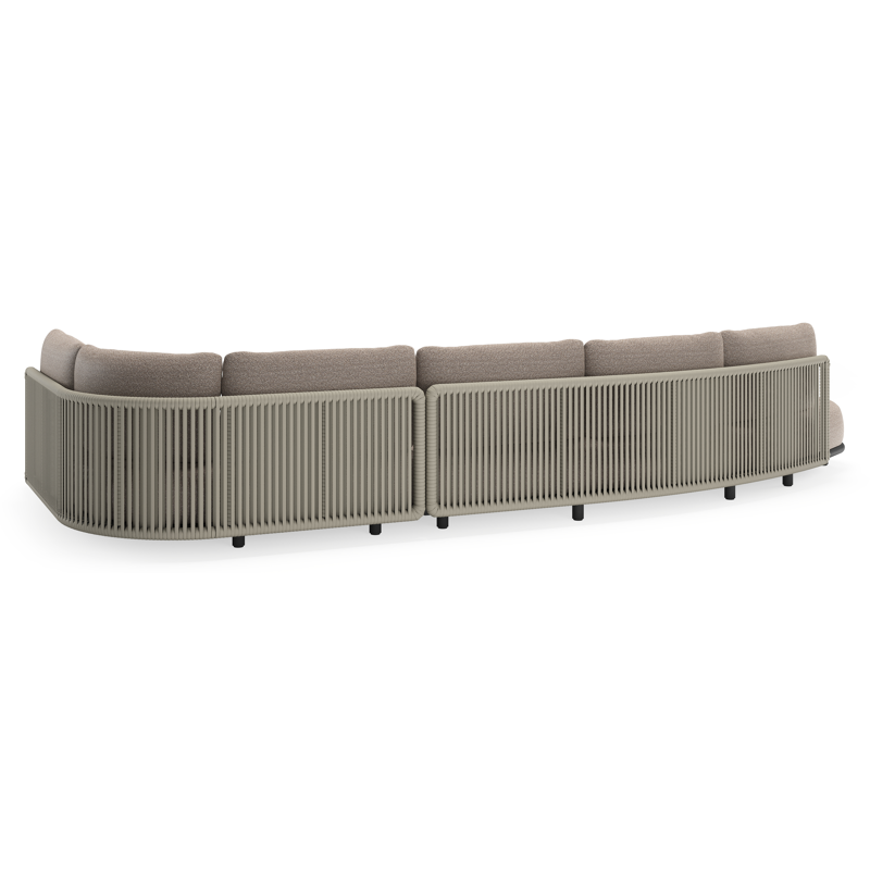 Lomano loungehoek in zwart aluminium en beige verticaal geweven luxe vlakke rope met Wander Manioc all weather sunbrella® luxe