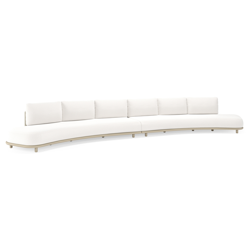 Lomano loungebank in beige aluminium en beige verticaal geweven luxe vlakke rope met Soul Optik all weather solica