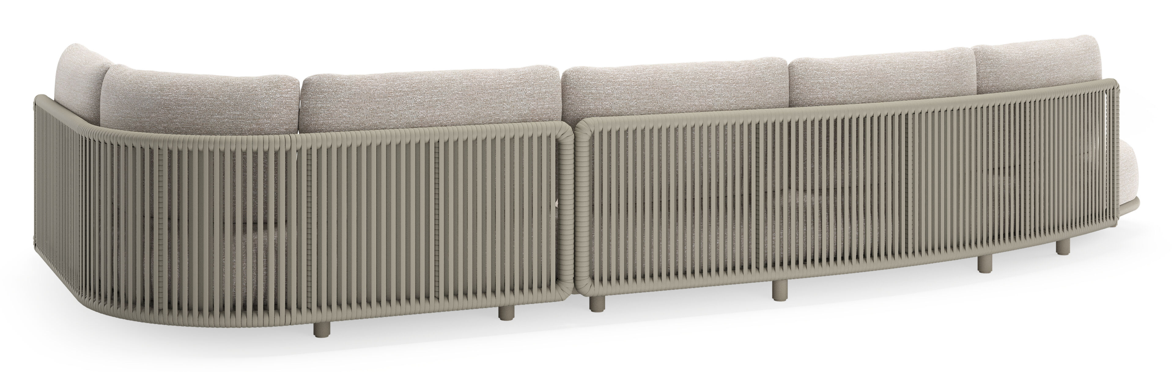 Lomano loungehoek in beige aluminium en beige verticaal geweven luxe vlakke rope met Tundra Sand all weather sunbrellaÂ® luxe