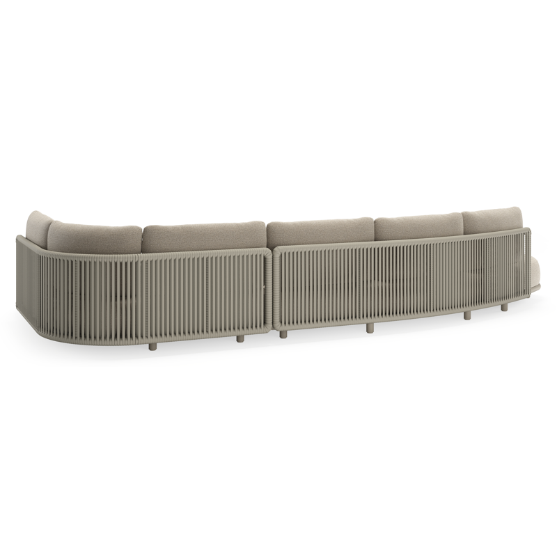 Lomano loungehoek in beige aluminium en beige verticaal geweven luxe vlakke rope met Catania Sand all weather cosytica