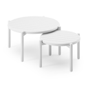 Pulo loungetafels in wit aluminium - Dia. 70 - 50 x H. 37.5 - Tafel 1: Dia. 70 x H 38 cm / Tafel 2: Dia. 50 x H 33 cm