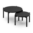 Pulo loungetafels in zwart aluminium - Dia. 70 - 50 x H. 37.5 - Tafel 1: Dia. 70 x H 38 cm / Tafel 2: Dia. 50 x H 33 cm
