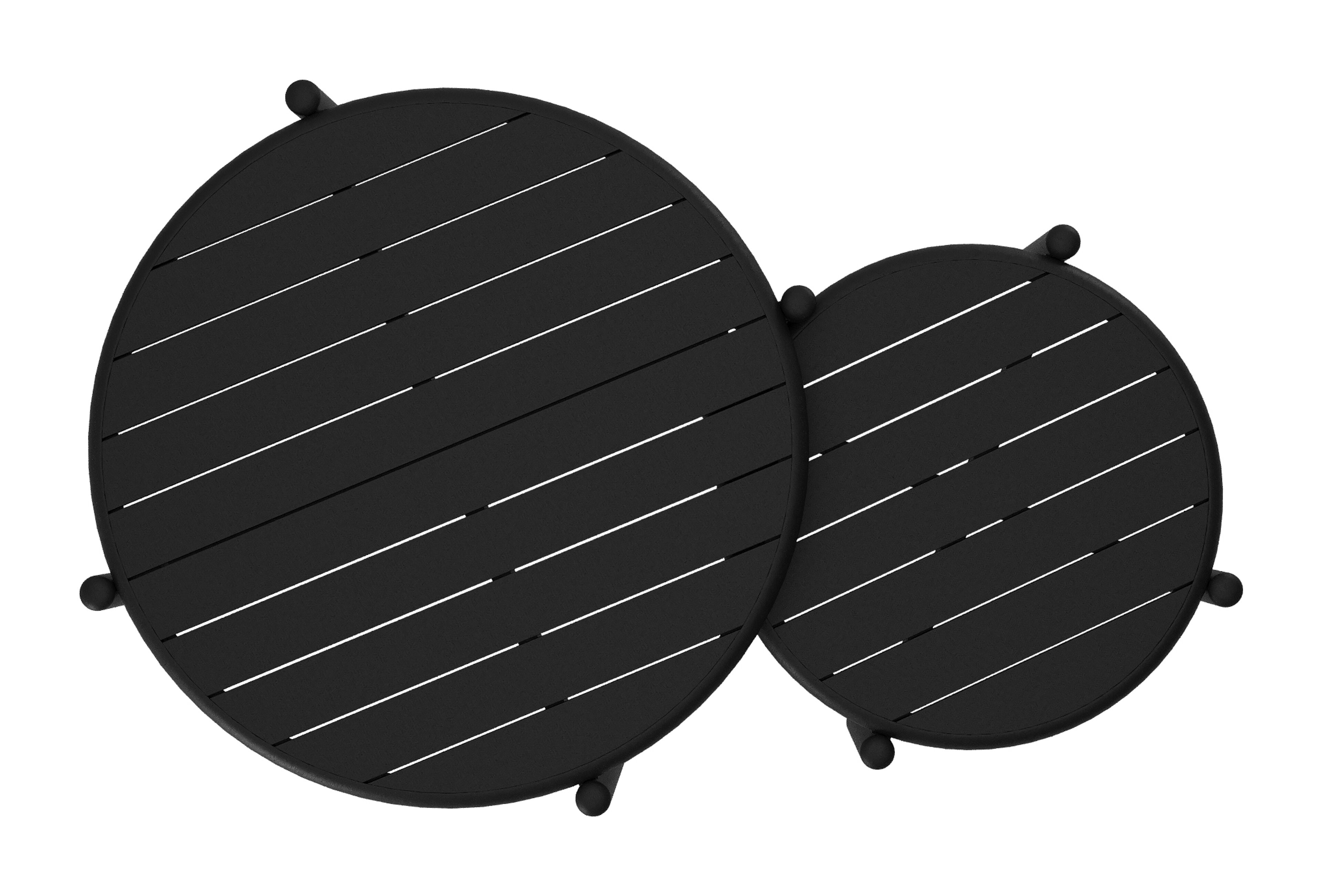Tables basses Pulo en noir aluminium - Diam. 70 - 50 x Haut. 37.5 - Table 1 : Dia. 70 x Haut. 38 cm / Table 2 : Dia. 50 x Haut. 33 cm