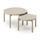 Pulo loungetafels in beige aluminium - Dia. 70 - 50 x H. 37.5 - Tafel 1: Dia. 70 x H 38 cm / Tafel 2: Dia. 50 x H 33 cm