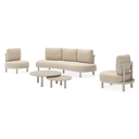 Lindo loungeset in beige aluminium met Rustic Weather+ Softtouch kussen en loungetafel