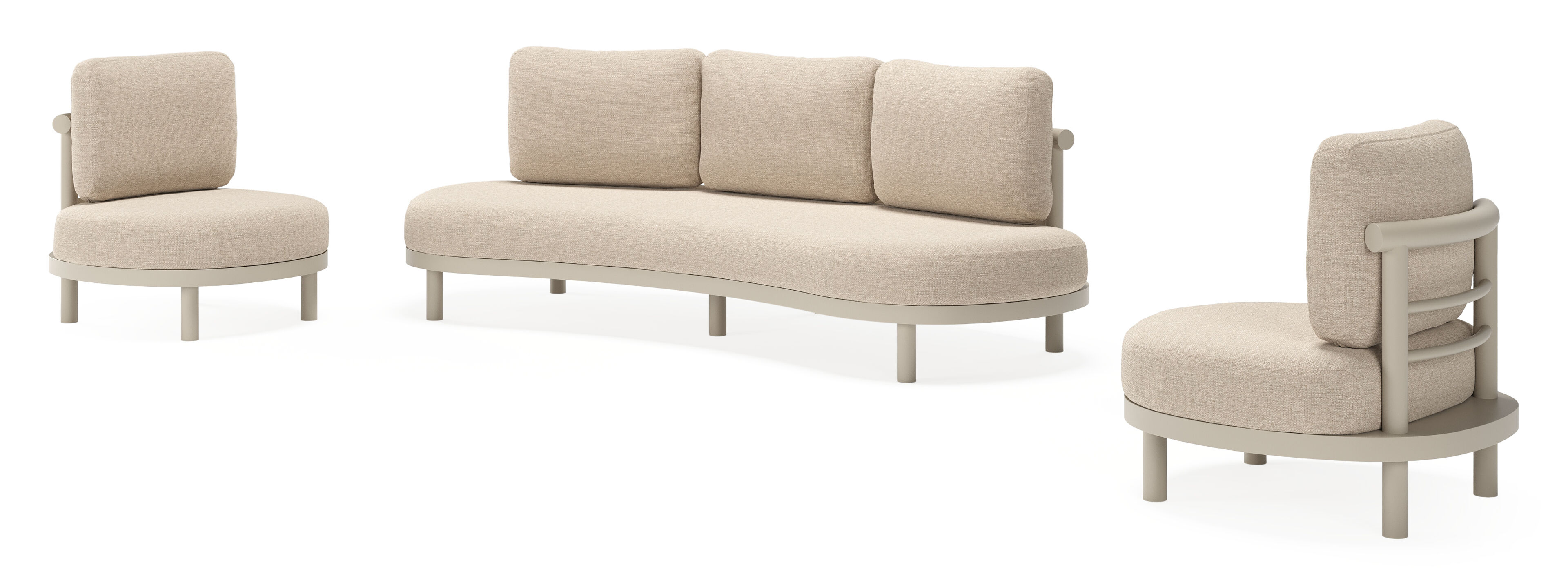 Lindo loungeset in beige aluminium met rustic weather+ softtouch kussens