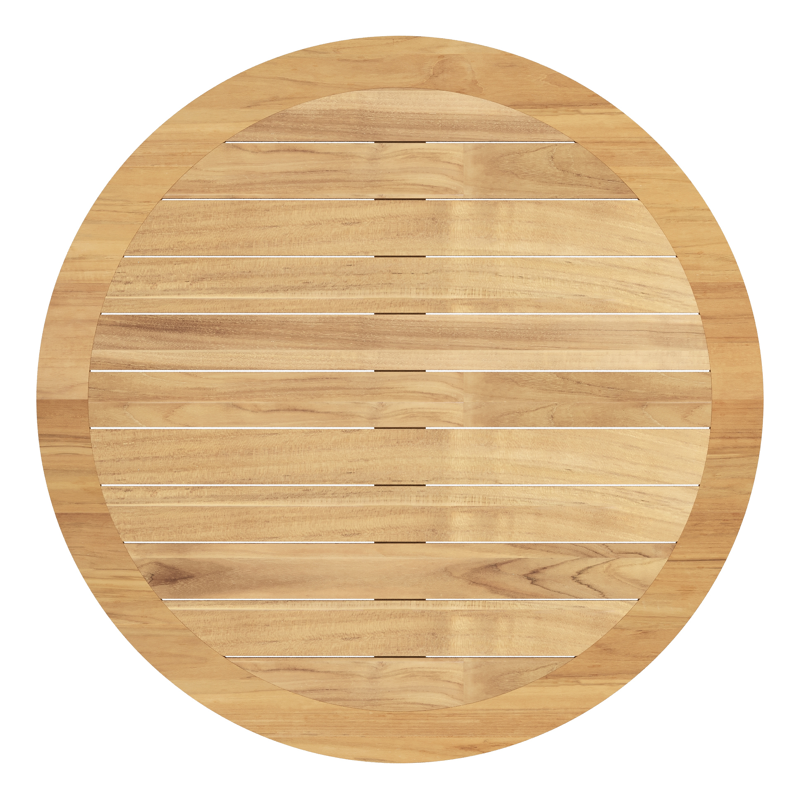 Table de jardin Pamplona ronde en aluminium blanc et teck Naturel - Dia. 140 x H 72 cm