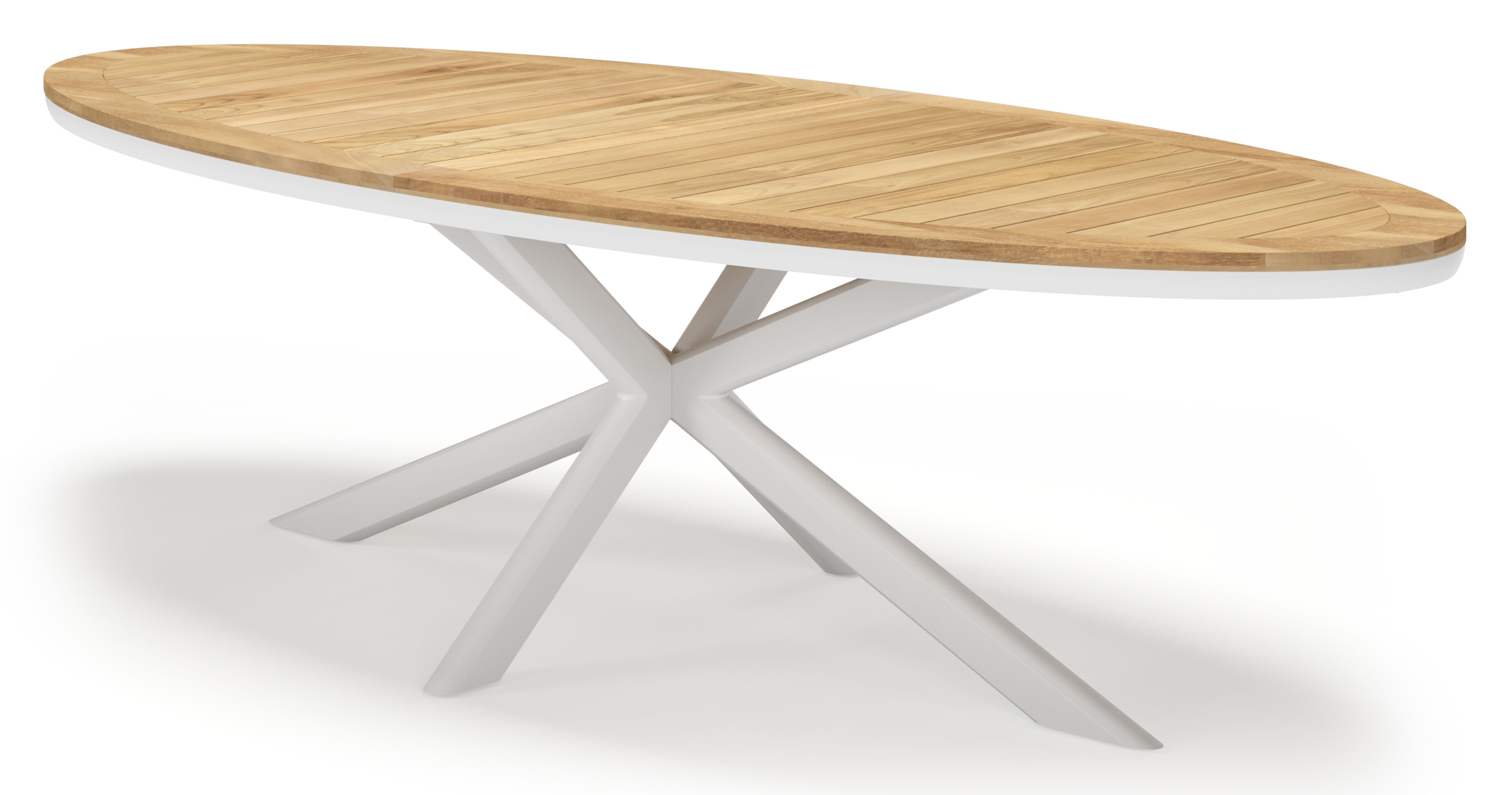 Pamplona ensemble de jardin ovale en aluminium blanc en teck natural finish avec 8 chaises de jardin Amalfi