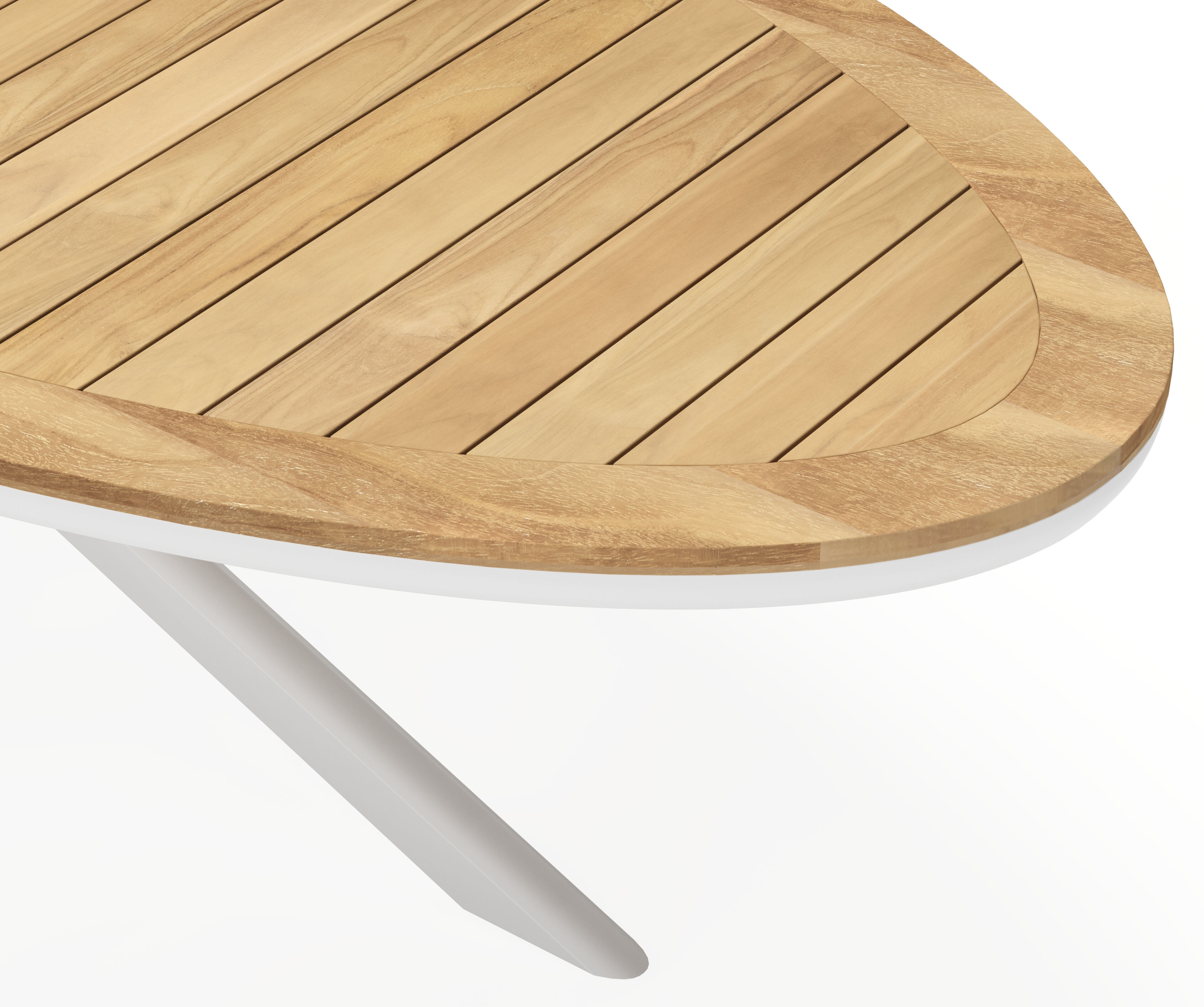 Pamplona ensemble de jardin ovale en aluminium blanc en teck natural finish avec 8 chaises de jardin Amalfi