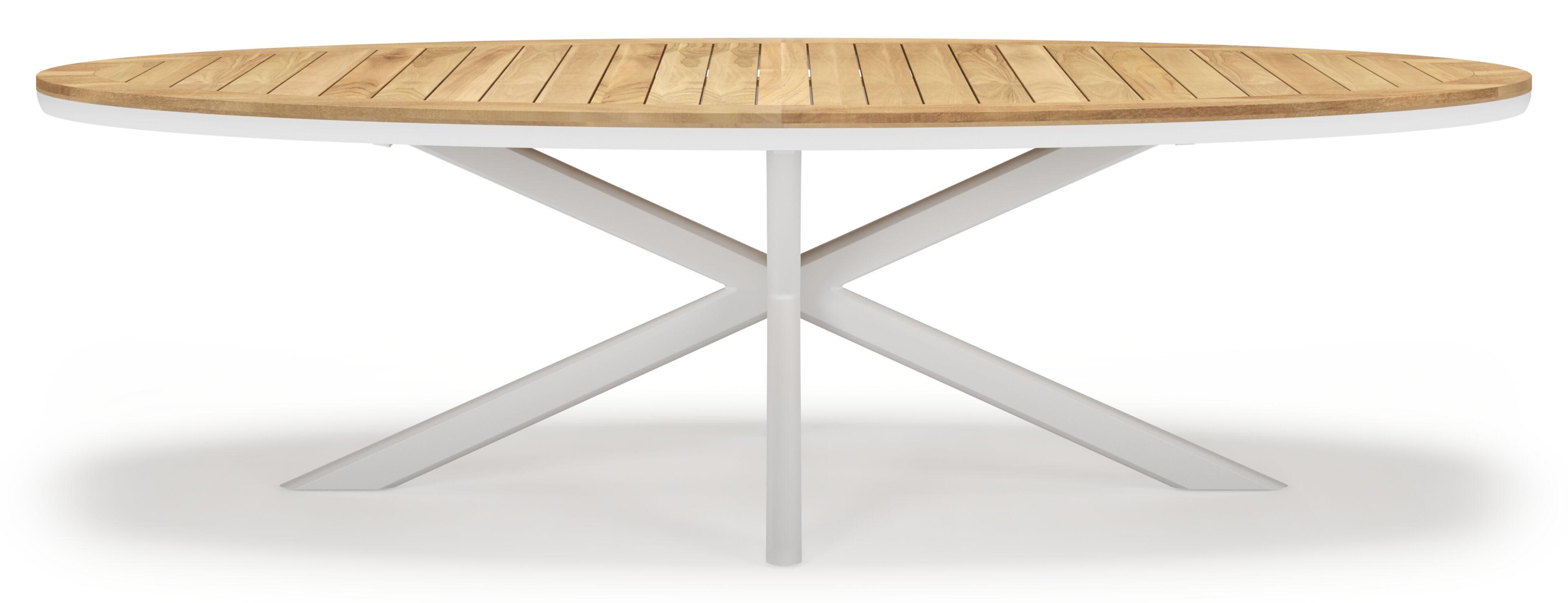 Pamplona ensemble de jardin ovale en aluminium blanc en teck natural finish avec 8 chaises de jardin Amalfi