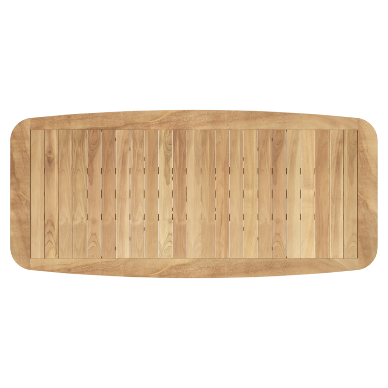 Pamplona tuintafel bootvorm in wit aluminium en teak natural finish - L 240 x B 110 x H 72 cm