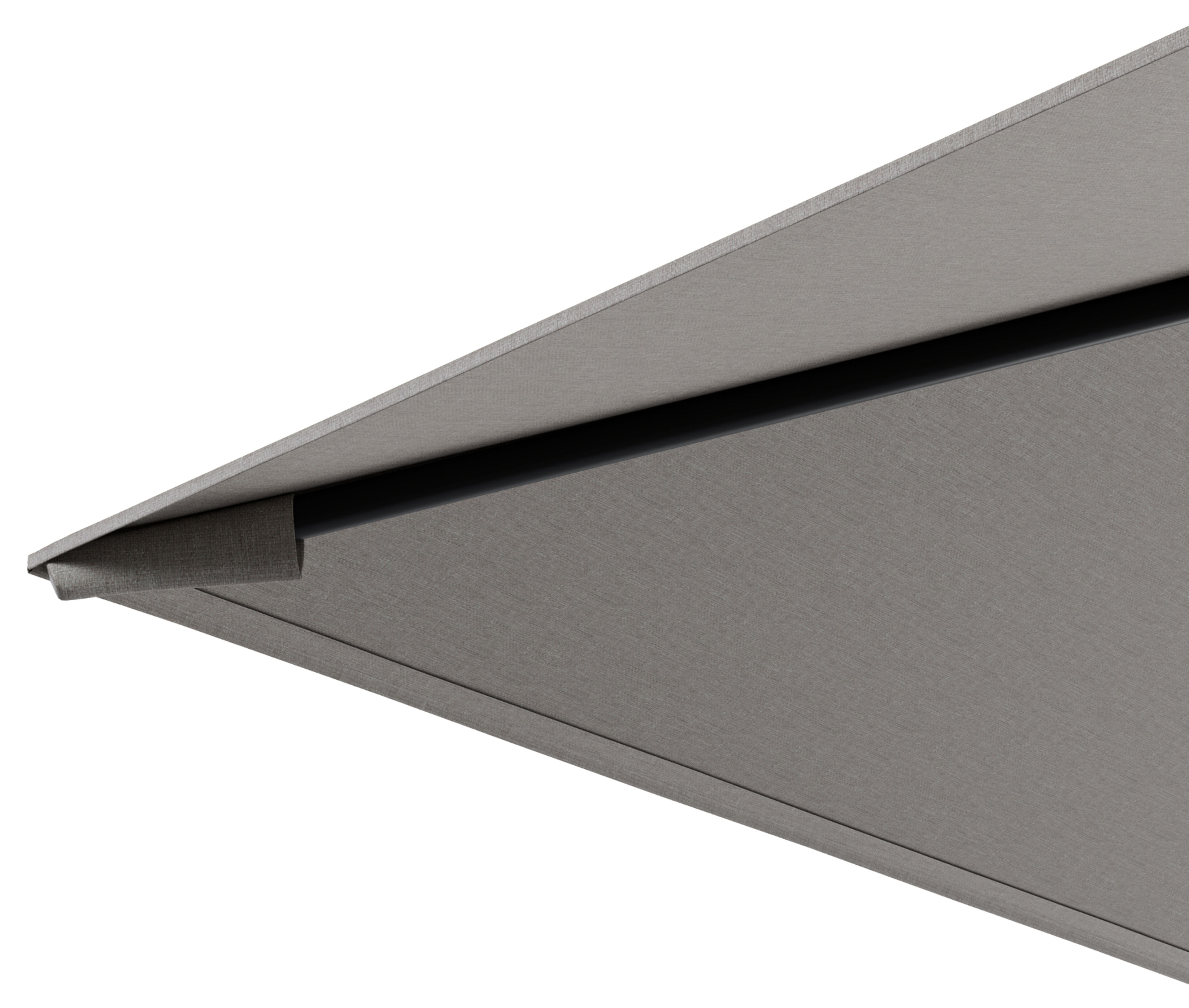 Parasol pendant Calpe en aluminium noir et toile de parasol Weather+ Softtouch gris - Lg.1 270 x Lg.2 270 cm avec pied de parasol Calpe 70 kg avec roulettes