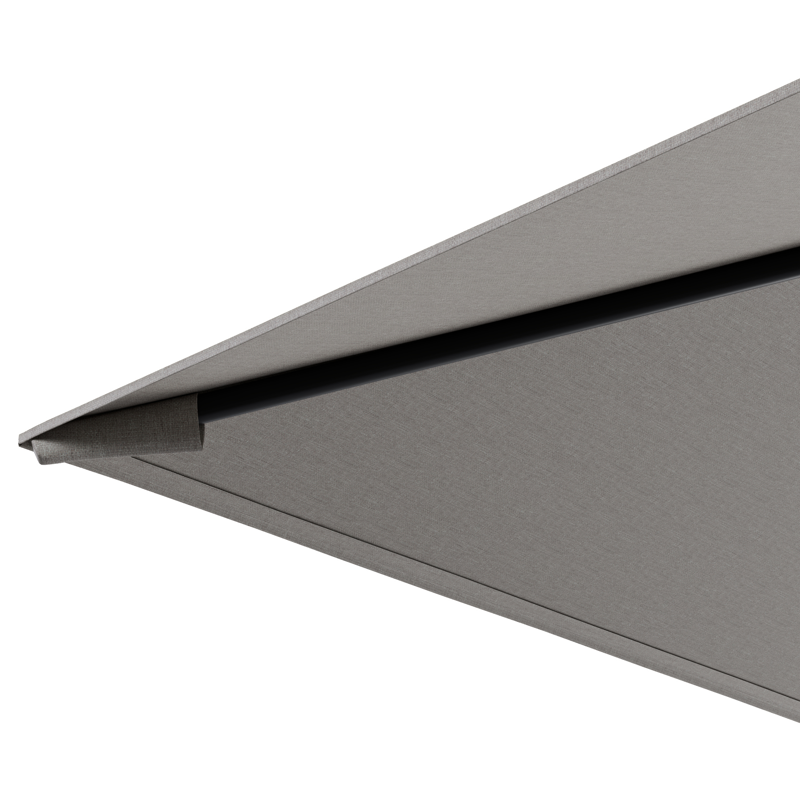Calpe zweefparasol in zwart aluminium en grijs Weather+ Softtouch parasoldoek - L1 270 x L2 270 cm met Calpe parasolvoet 70 kg met wielen
