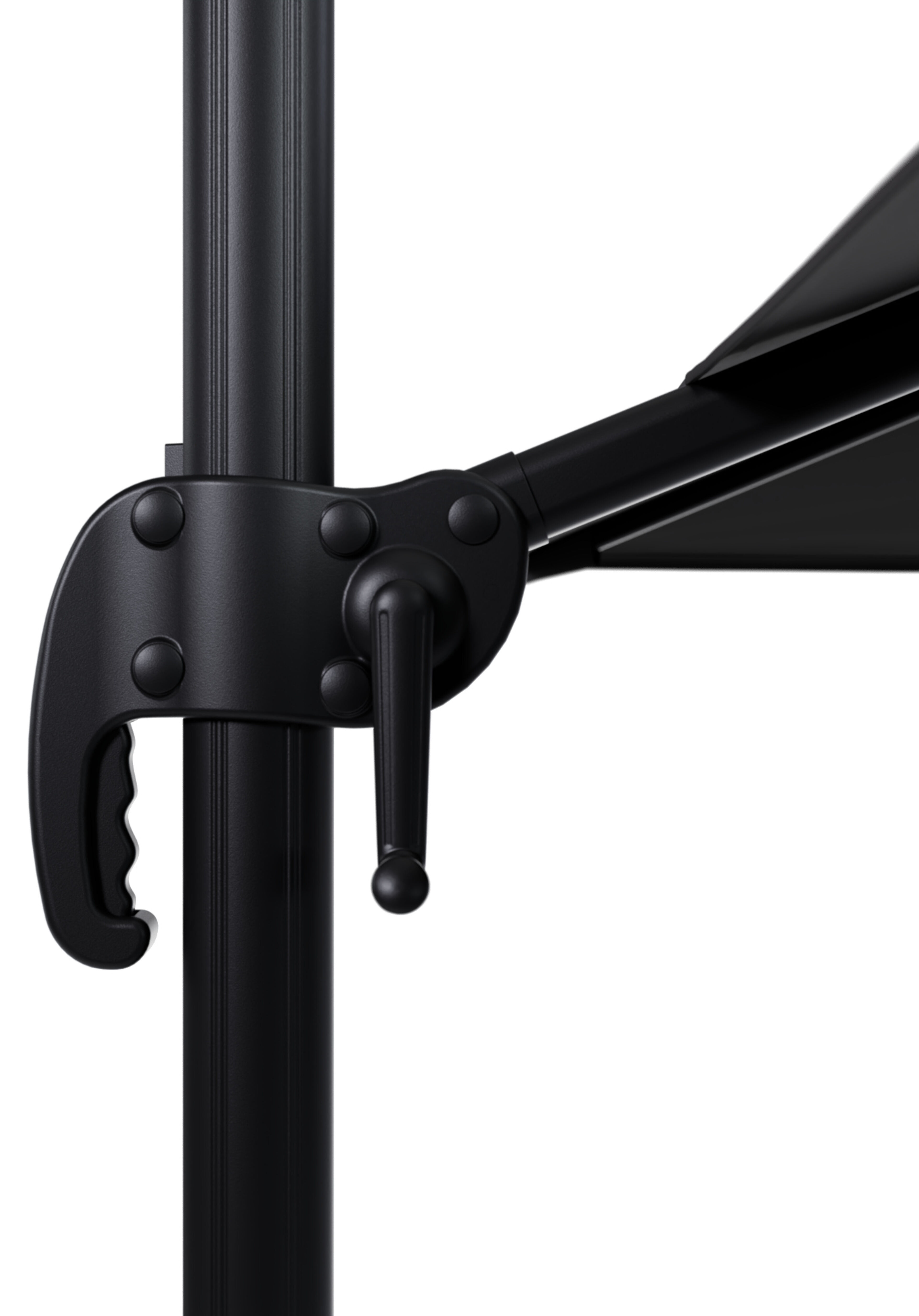 Parasol pendant Calpe en aluminium noir avec toile de parasol en weather+ softtouch noir - Lg.1 270 x Lg.2 270 cm (sans pied de parasol)