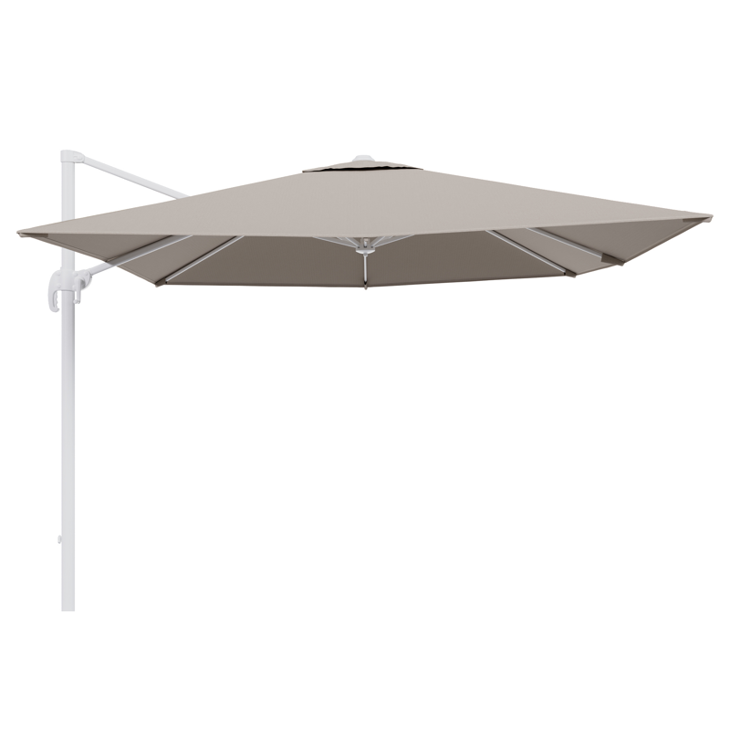 Calpe zweefparasol in wit aluminium met beige weather+ softtouch parasoldoek - L1 270 x L2 270 cm (zonder voet)