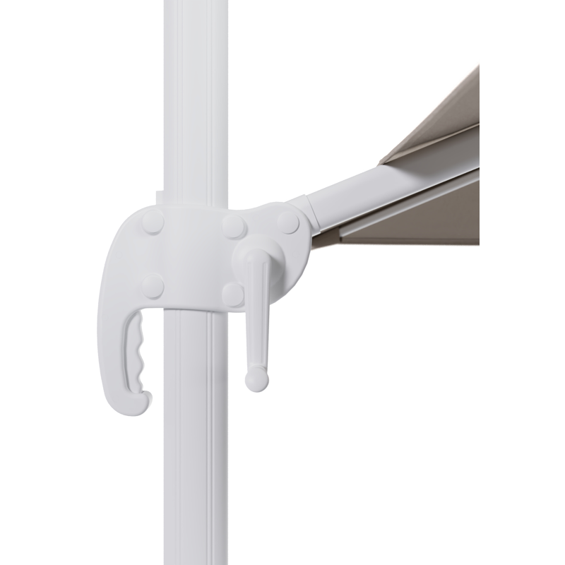 Calpe zweefparasol in wit aluminium en beige Weather+ Softtouch parasoldoek - L1 270 x L2 270 cm met Calpe parasolvoet 70 kg met wielen