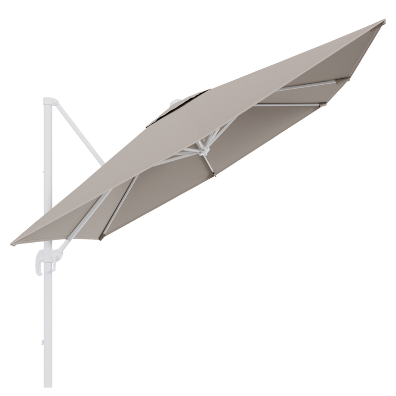 Calpe zweefparasol in wit aluminium met beige weather+ softtouch parasoldoek - L1 270 x L2 270 cm (zonder voet)