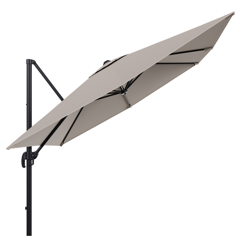 Calpe zweefparasol in zwart aluminium met beige weather+ softtouch parasoldoek - L1 270 x L2 270 cm (zonder voet)