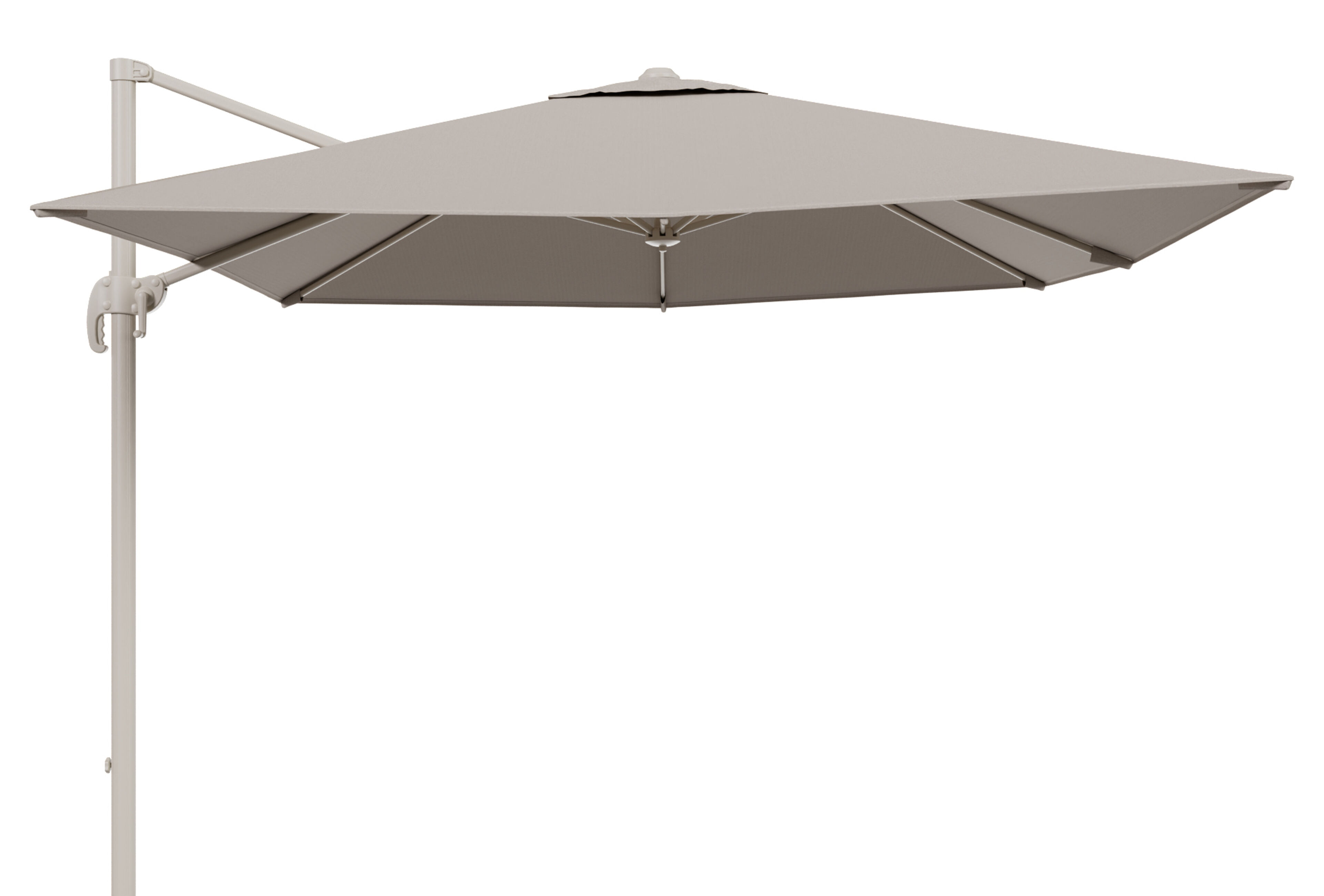Parasol pendant Calpe en aluminium beige avec toile de parasol en weather+ softtouch beige - Lg.1 270 x Lg.2 270 cm (sans pied de parasol)