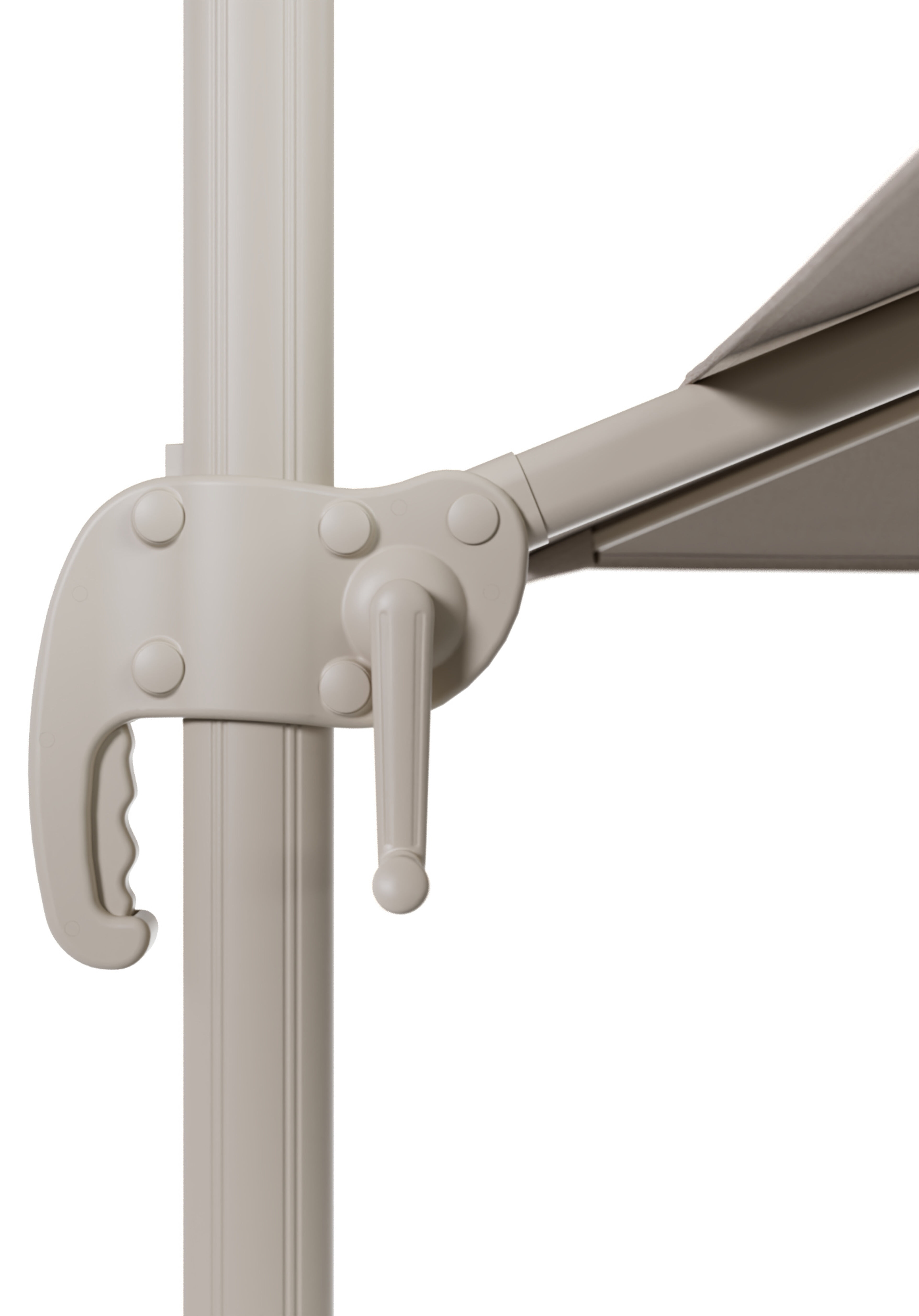 Parasol pendant Calpe en aluminium beige avec toile de parasol en weather+ softtouch beige - Lg.1 270 x Lg.2 270 cm (sans pied de parasol)
