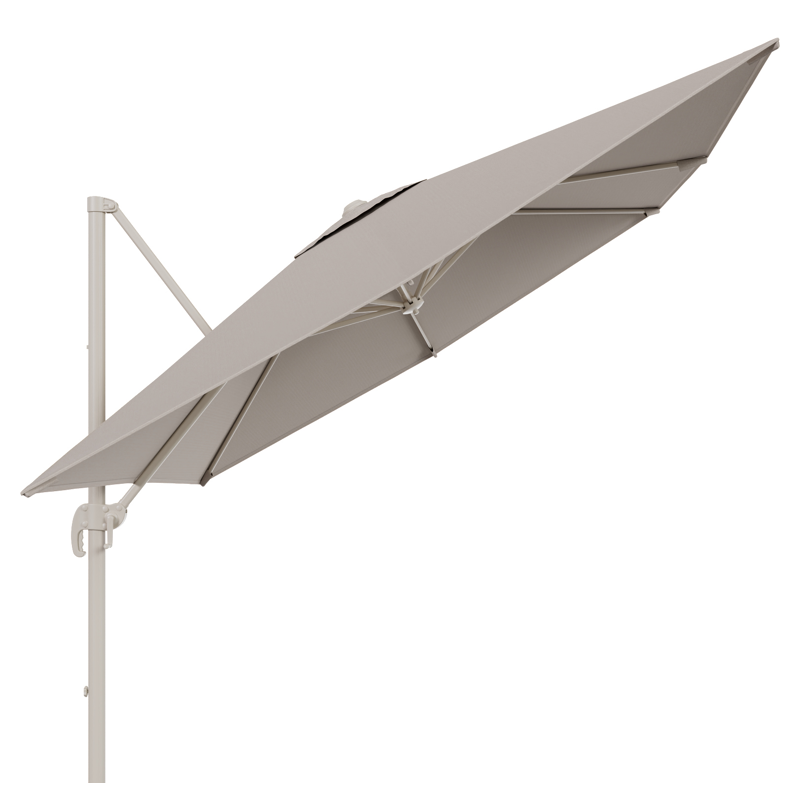 Parasol pendant Calpe en aluminium beige avec toile de parasol en weather+ softtouch beige - Lg.1 270 x Lg.2 270 cm (sans pied de parasol)