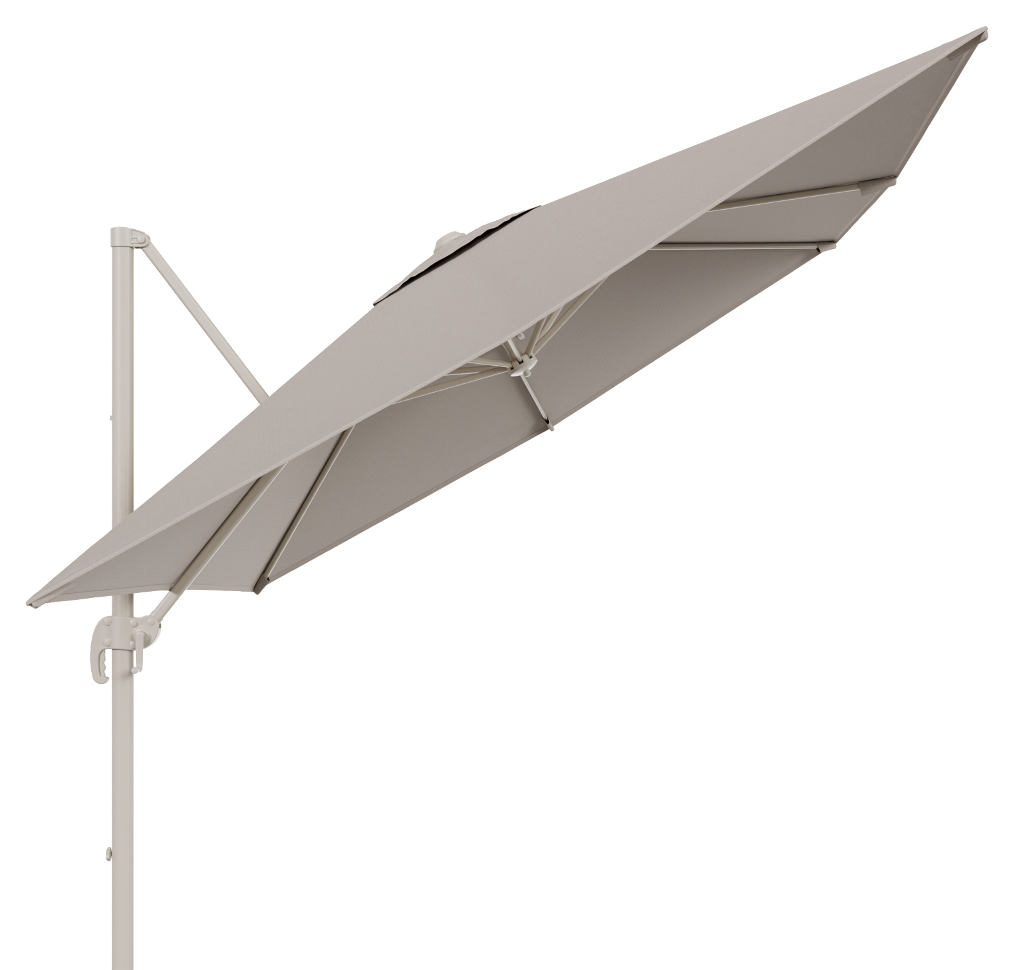 Parasol pendant Calpe en aluminium beige avec toile de parasol en weather+ softtouch beige - Lg.1 270 x Lg.2 270 cm (sans pied de parasol)
