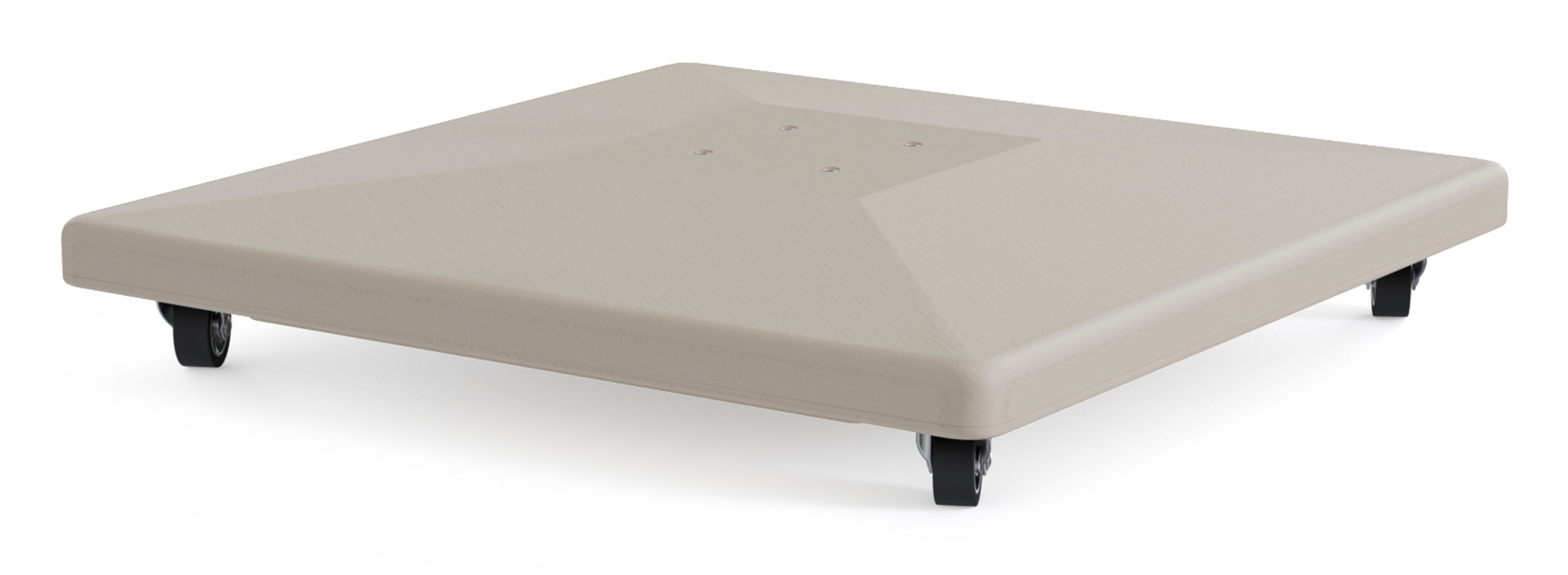 Calpe zweefparasol in beige aluminium en beige Weather+ Softtouch parasoldoek - L1 270 x L2 270 cm met Calpe parasolvoet 70 kg met wielen