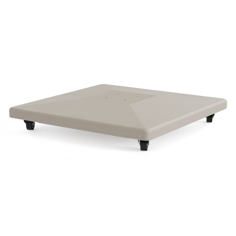 Calpe zweefparasol in beige aluminium en beige Weather+ Softtouch parasoldoek - L1 270 x L2 270 cm met Calpe parasolvoet 70 kg met wielen