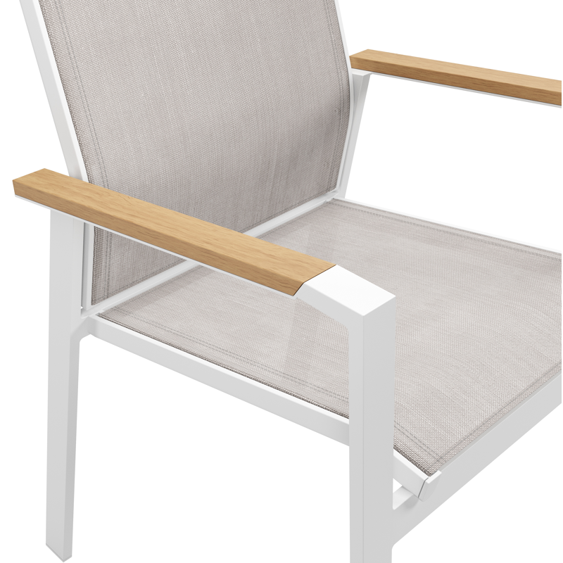 Bahia tuinset in wit aluminium en polywood met 8 stapelbare Bahia tuinstoelen