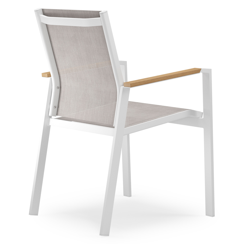 Bahia tuinset in wit aluminium en polywood met 8 stapelbare Bahia tuinstoelen