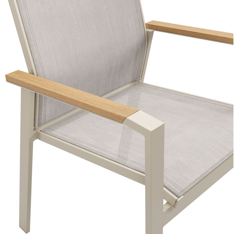 Bahia ensemble de jardin rectangulaire en aluminium beige et polywood avec 6 Bahia chaises de jardin