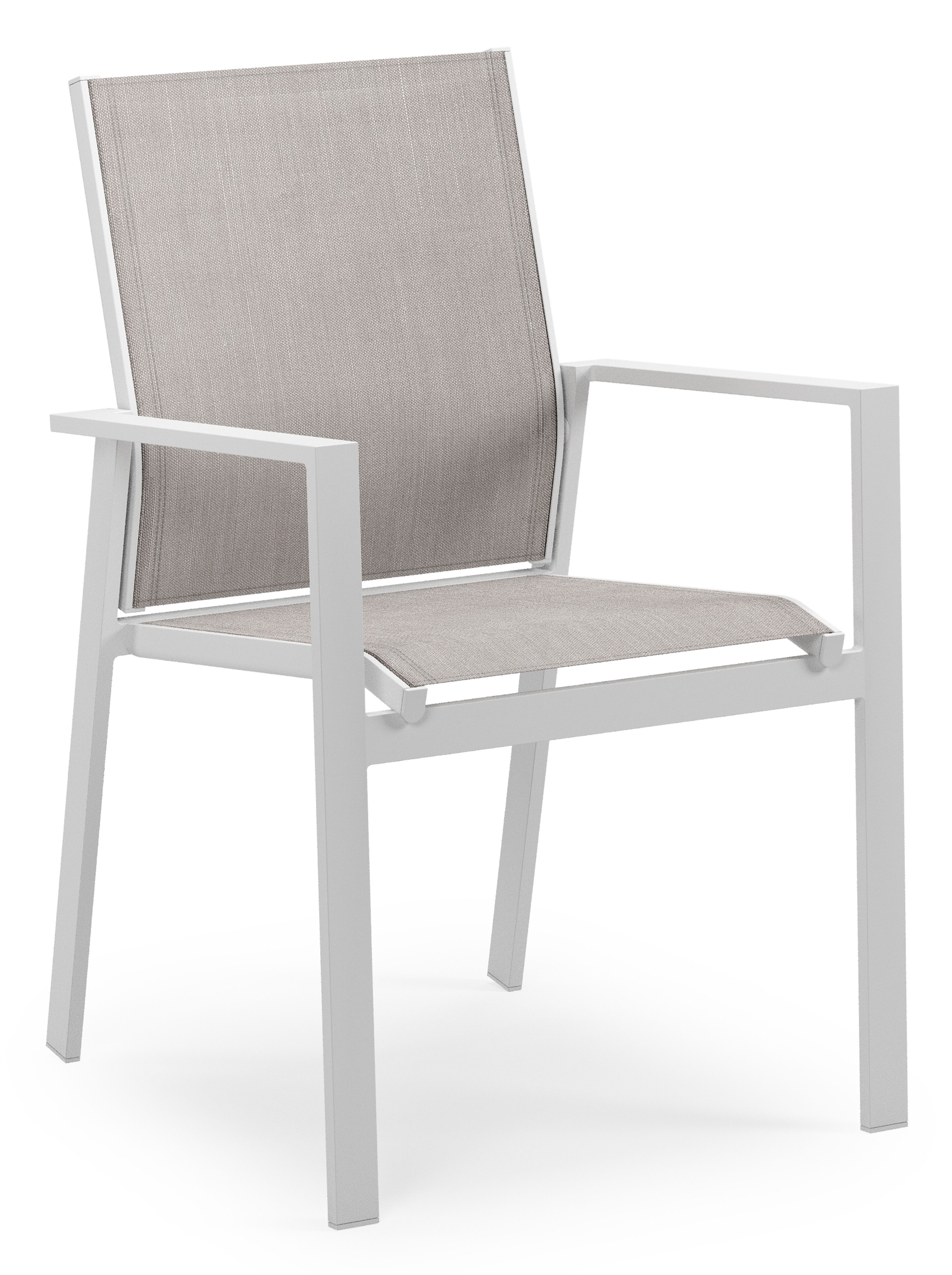 Bahia tuinstoel in wit aluminium en beige single textilene