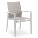 Chaise de jardin Bahia en aluminium blanc et textilène simple beige