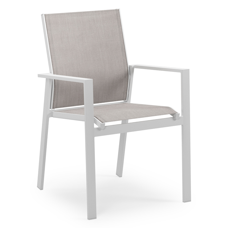 Chaise de jardin Bahia en aluminium blanc et textilène simple beige