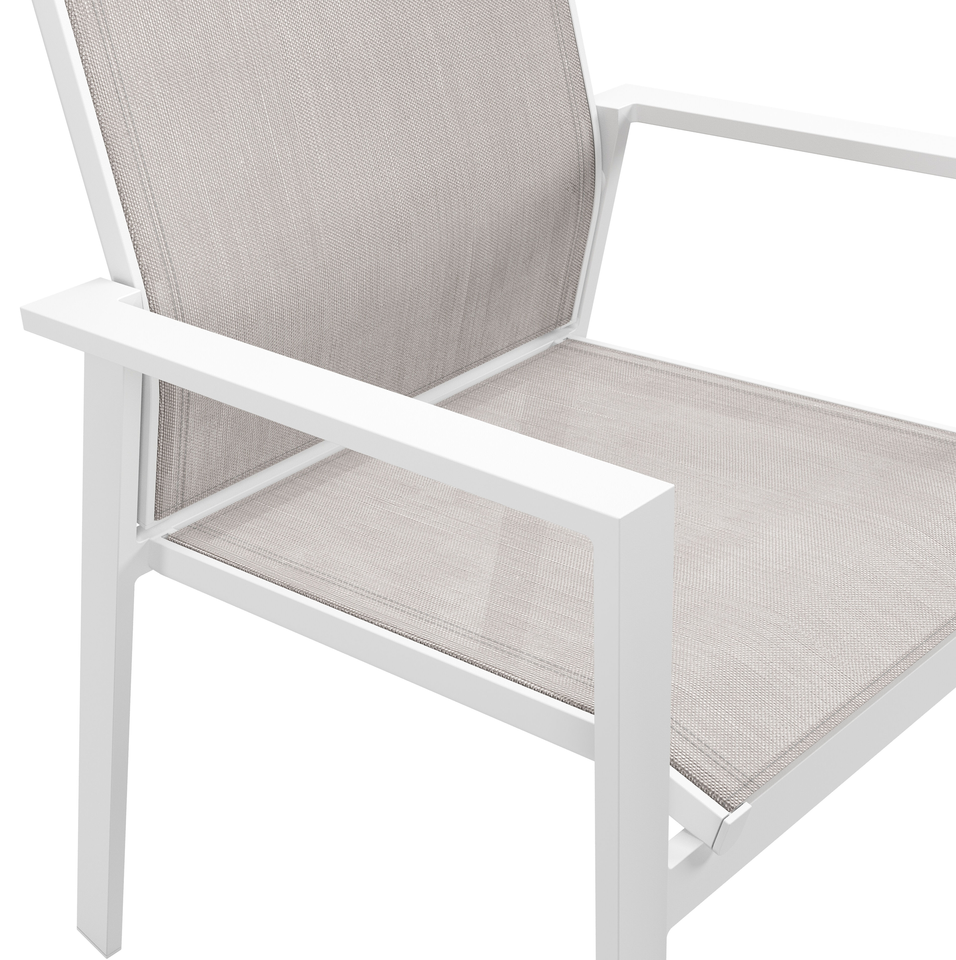 Bahia tuinstoel in wit aluminium en beige single textilene