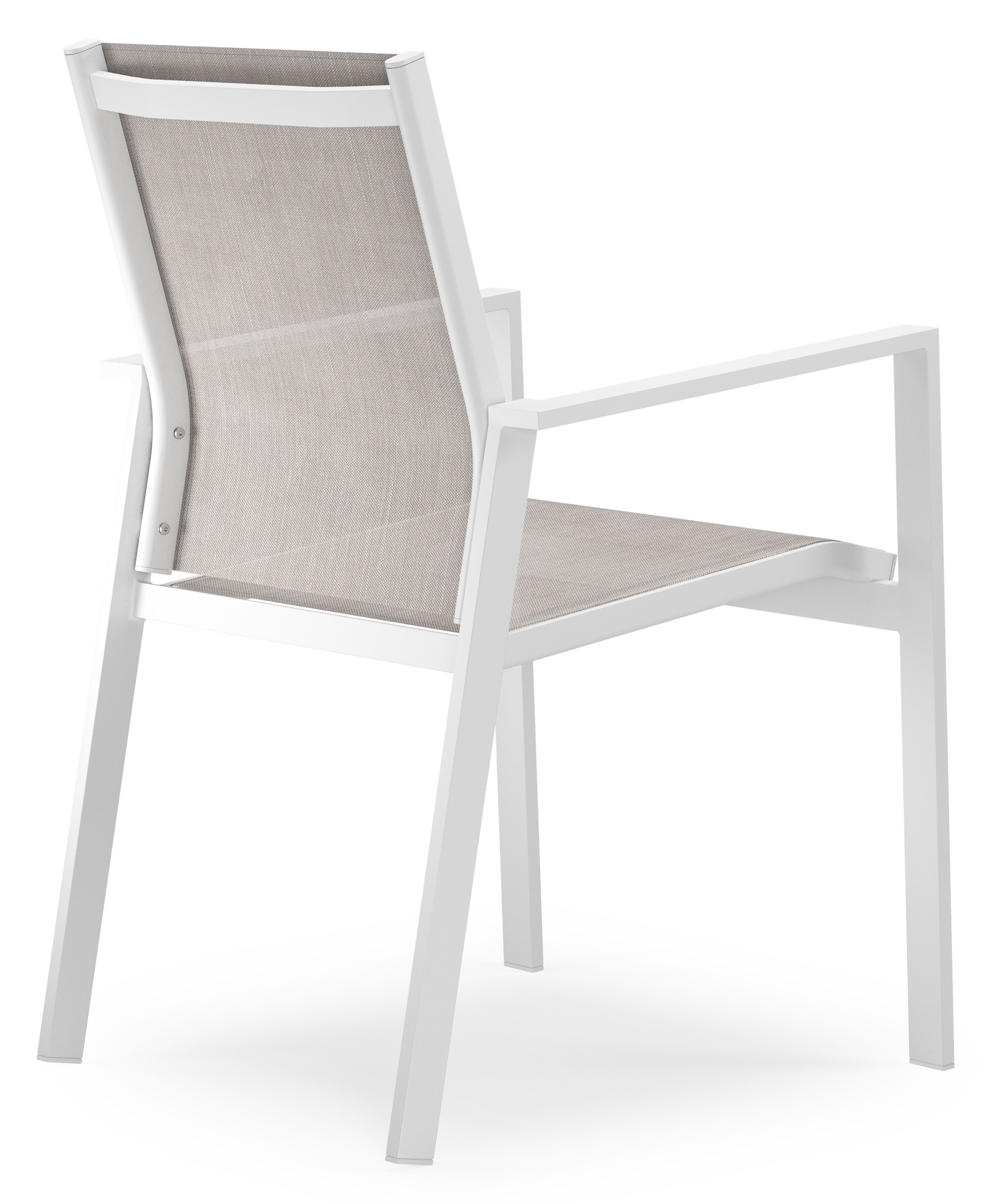 Bahia tuinstoel in wit aluminium en beige single textilene